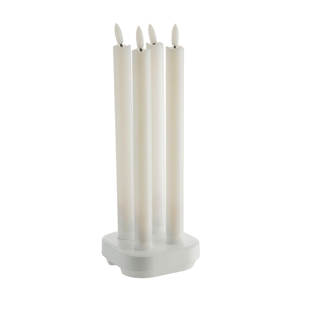 Flameless LED Set/4 Taper Candles with Rechargeable Base