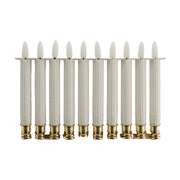 White & Gold Flameless LED Set/10 Taper Candle with Clip