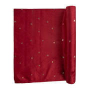 Red with Printed Stars 35x200cm Velvet Runner