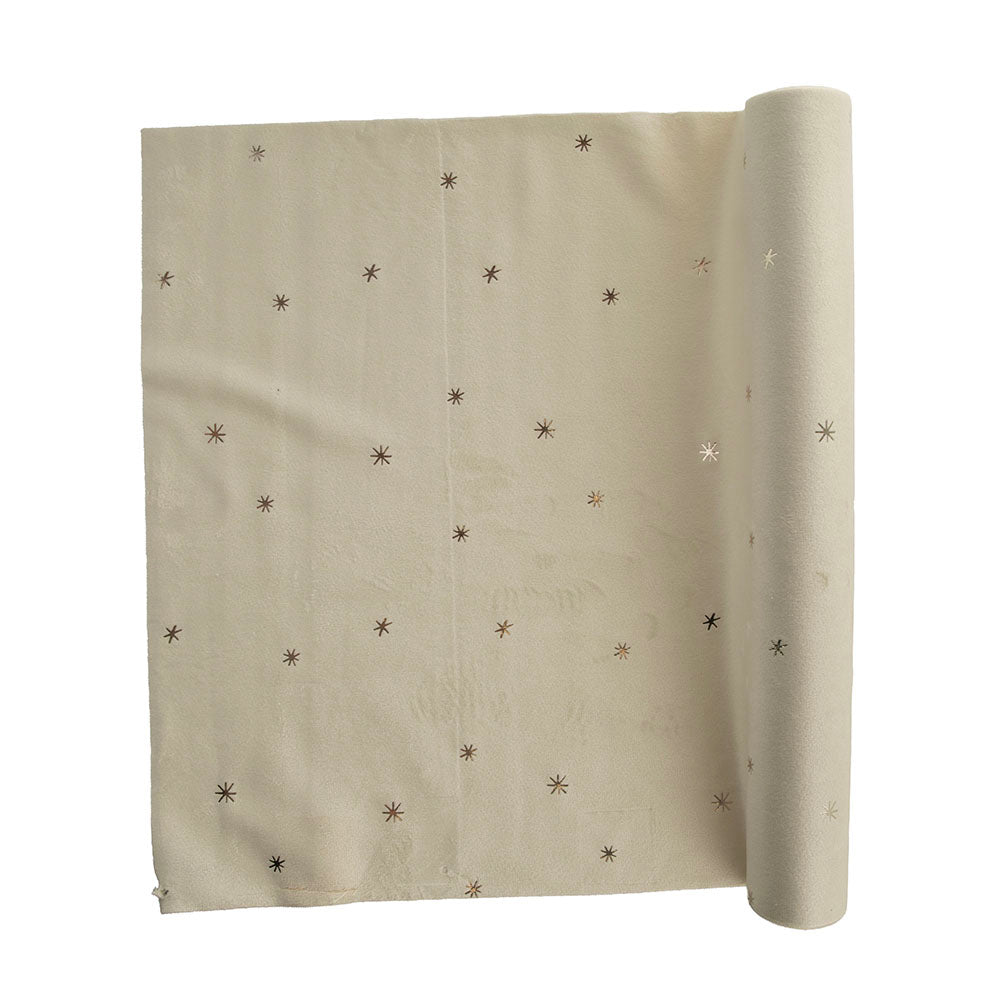 Cream with Printed Stars 35x200cm Velvet Runner