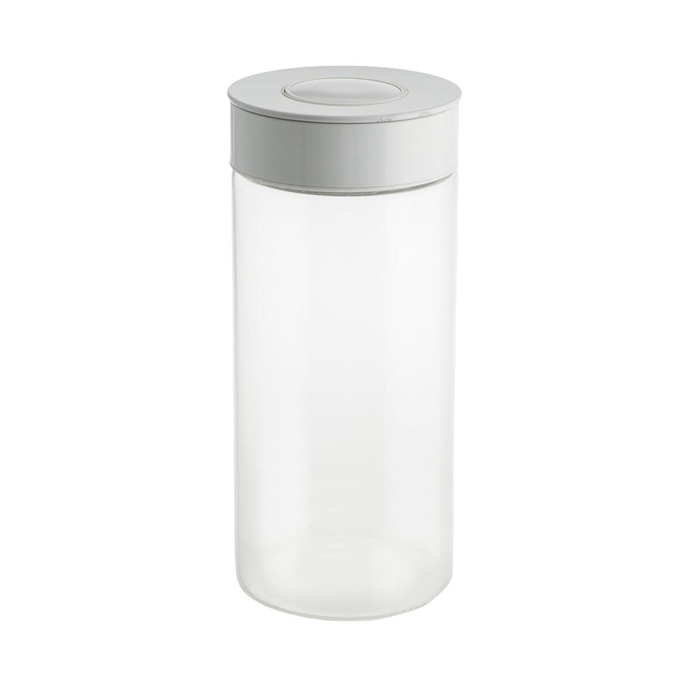 Glass with Shiny White Press Lid 1.3L Storage Jar