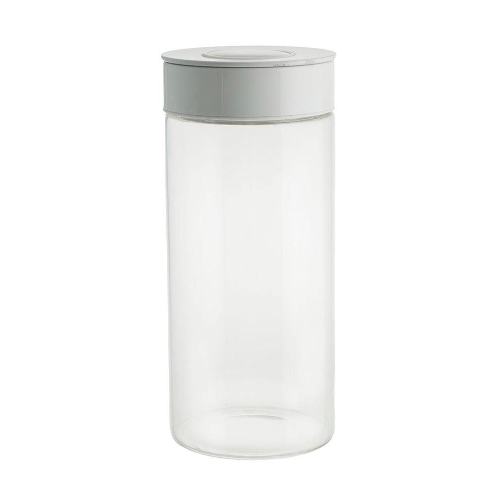Glass with Shiny White Press Lid 1.3L Storage Jar