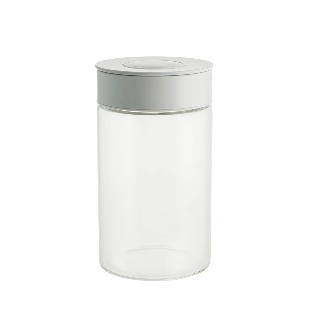 Glass with Shiny White Press Lid 1L Storage Jar