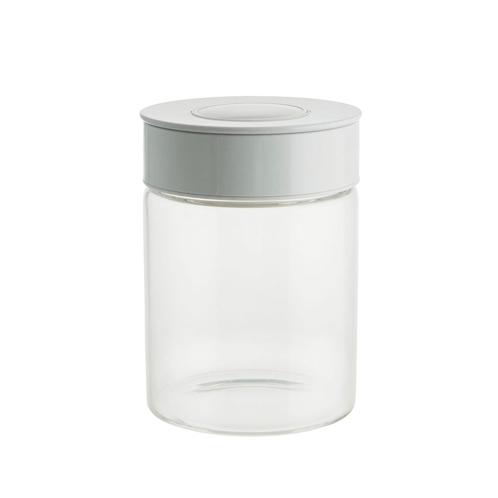 Glass with Shiny White Press Lid 700mL Storage Jar