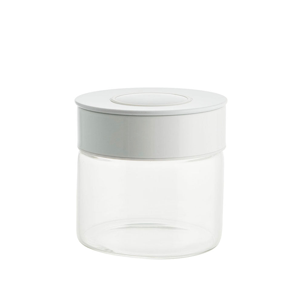 Glass with Shiny White Press Lid 400mL Storage Jar