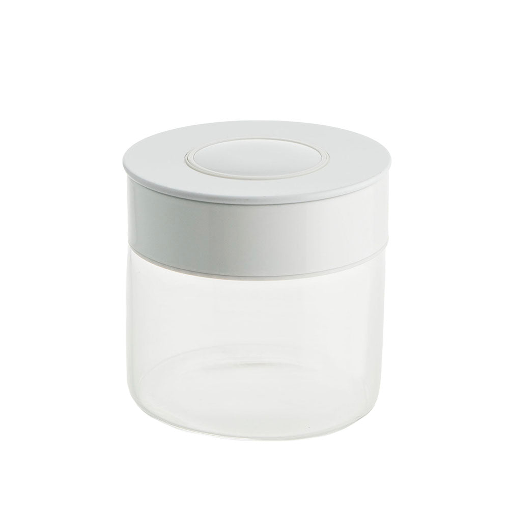 Glass with Shiny White Press Lid 400mL Storage Jar