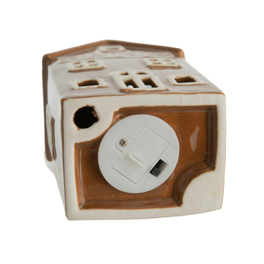 Gingerbread 13x8cm Christmas House Ornament with LED