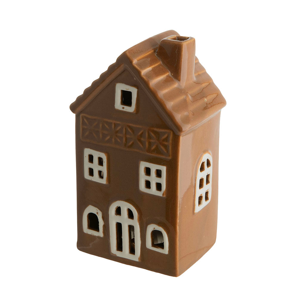 Gingerbread 13x8cm Christmas House Ornament with LED