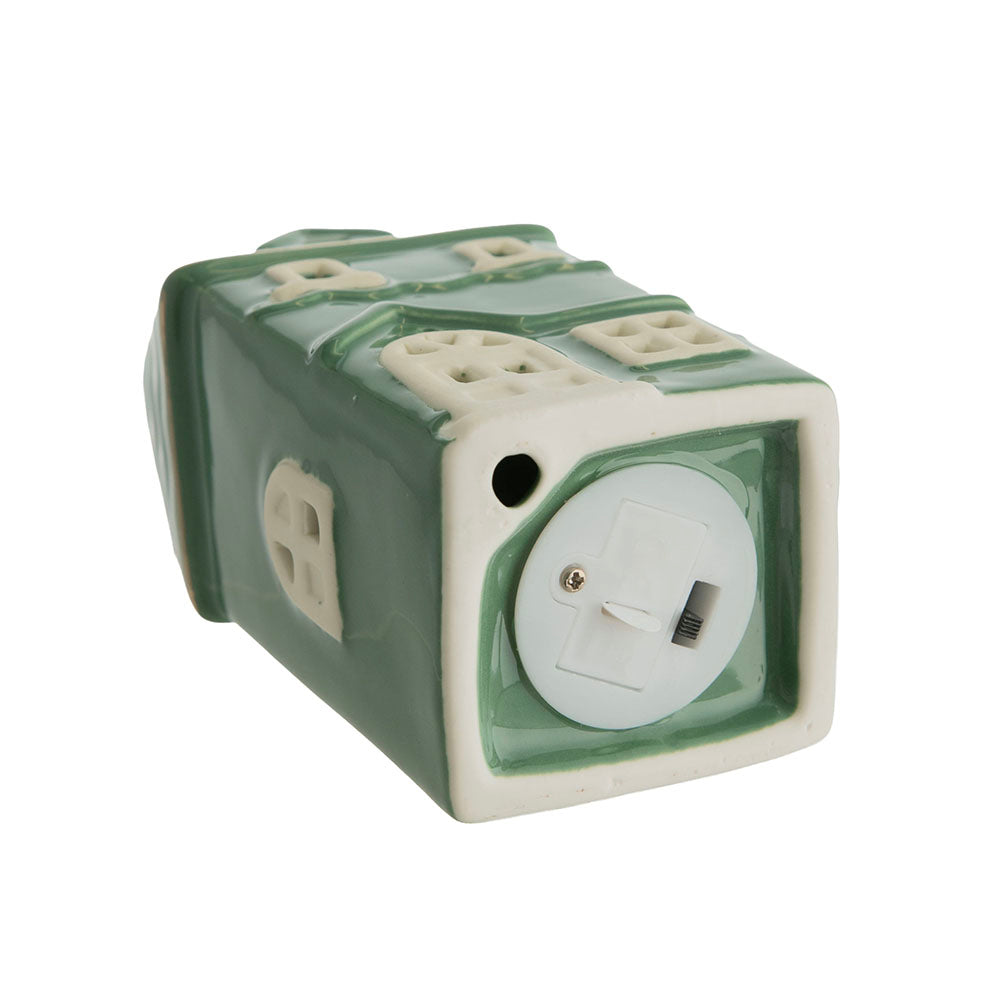 Green & White 12x6cm House with LED Christmas Ornament
