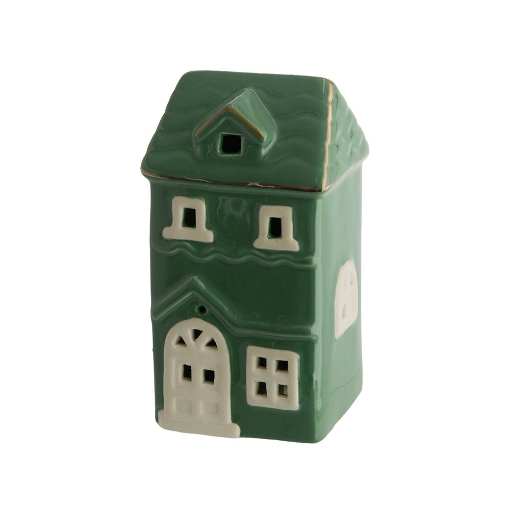Green & White 12x6cm House with LED Christmas Ornament