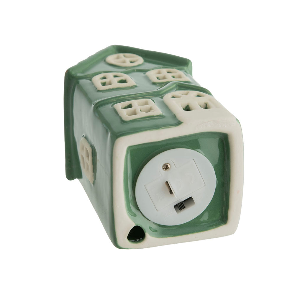Green & White 12x7cm House with LED Christmas Ornament