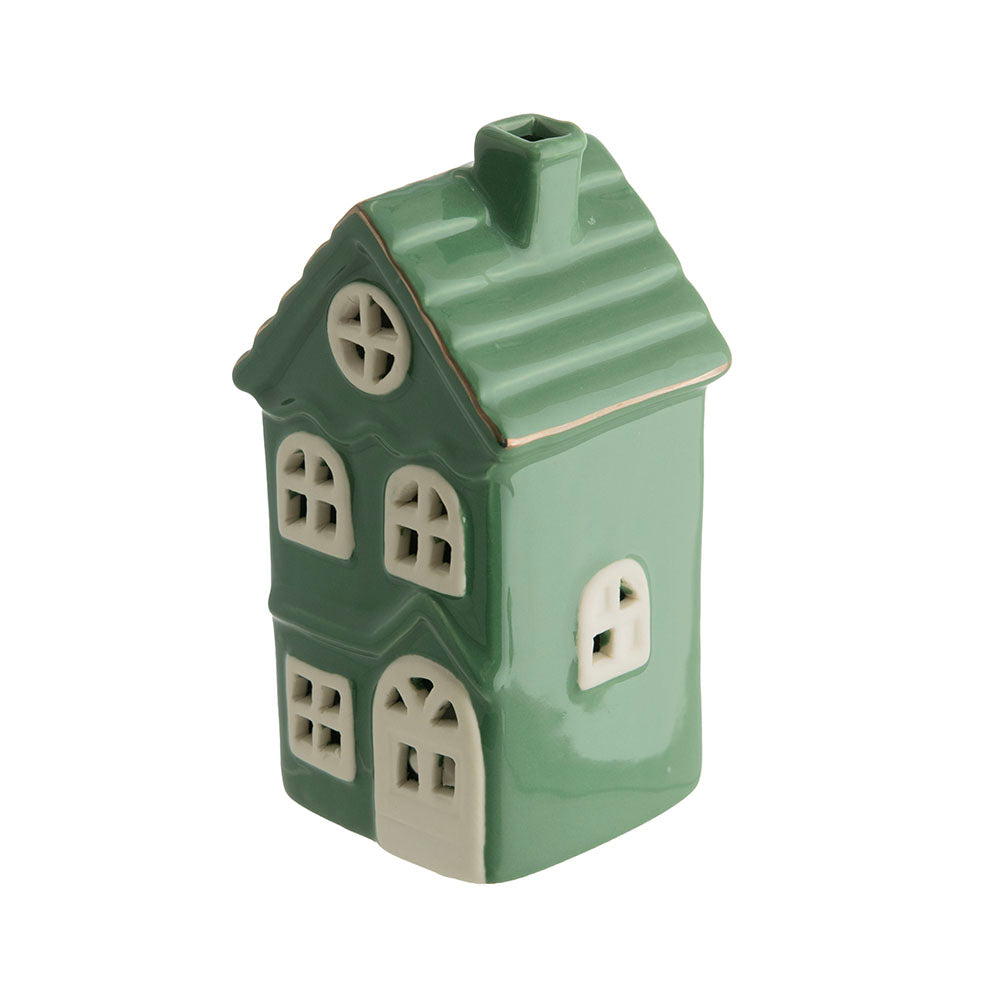 Green & White 12x7cm House with LED Christmas Ornament
