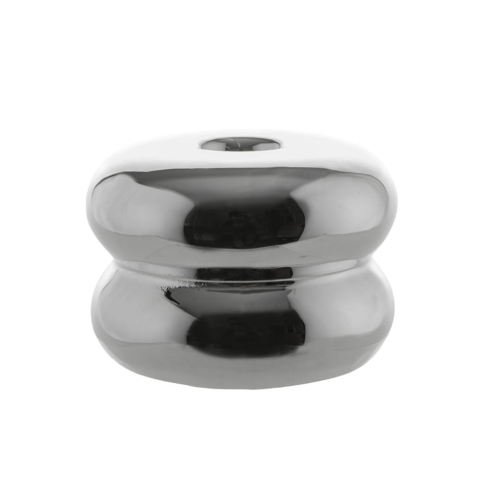 Chrome Finish 6x8cm Ceramic Taper Candle Holder