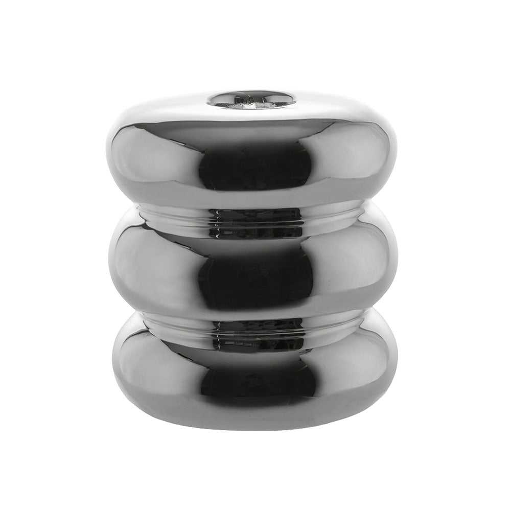 Chrome Finish 9x8cm Ceramic Taper Candle Holder