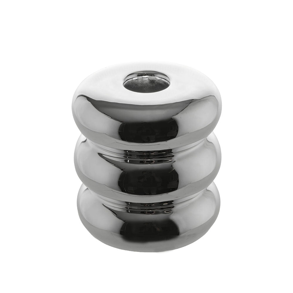 Chrome Finish 9x8cm Ceramic Taper Candle Holder