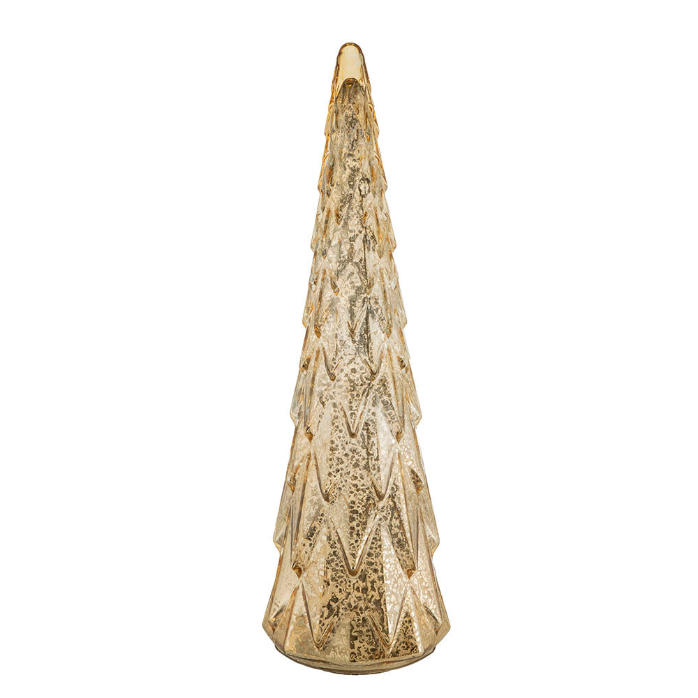 Gold 45x14cm Glass Christmas Tree Cone with LED