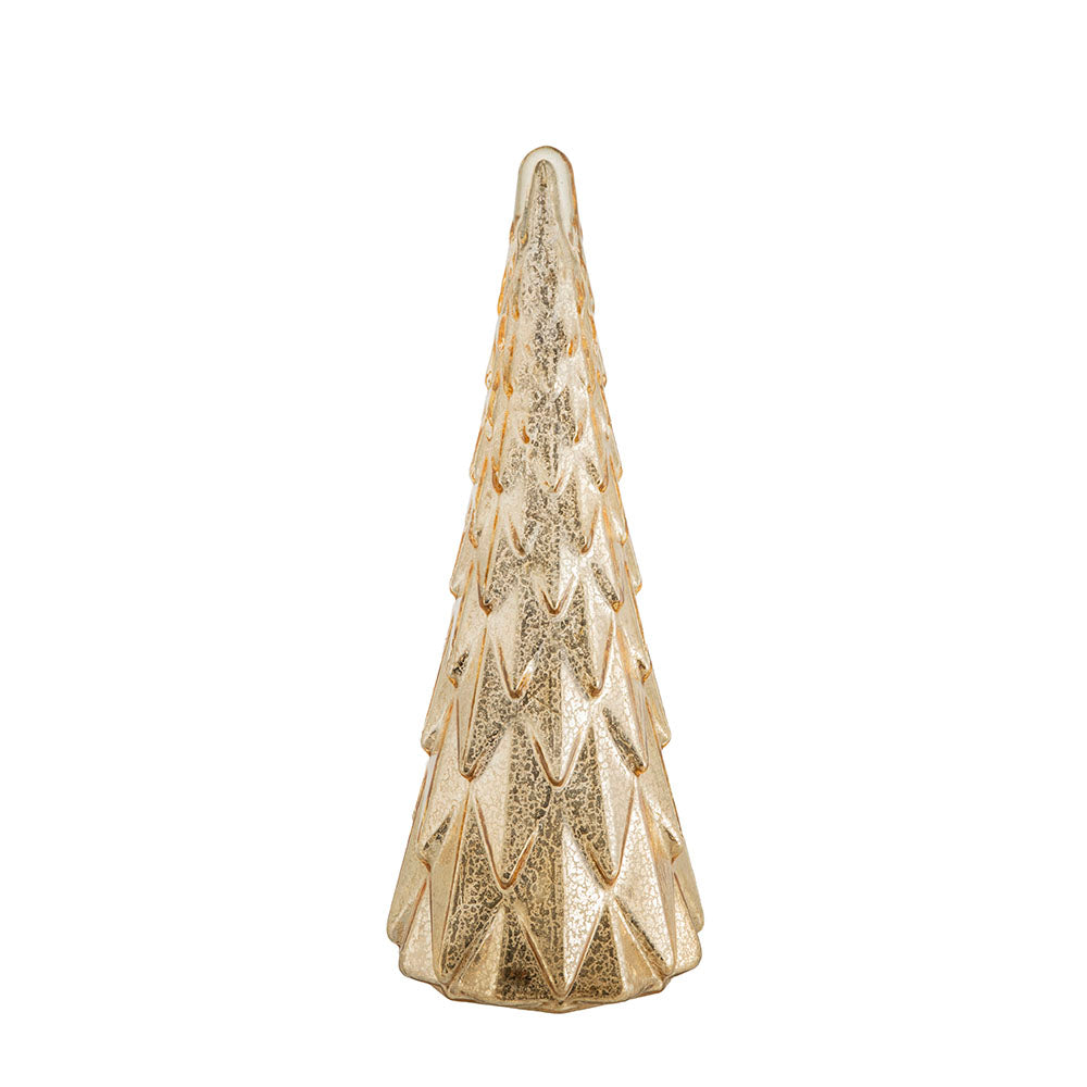 Gold 33x12cm Glass Christmas Tree Cone with LED