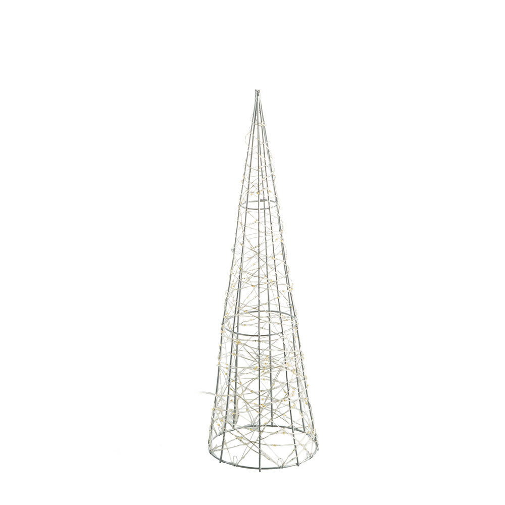 Silver 40cm LED Wire Cone Christmas Tree Decoration
