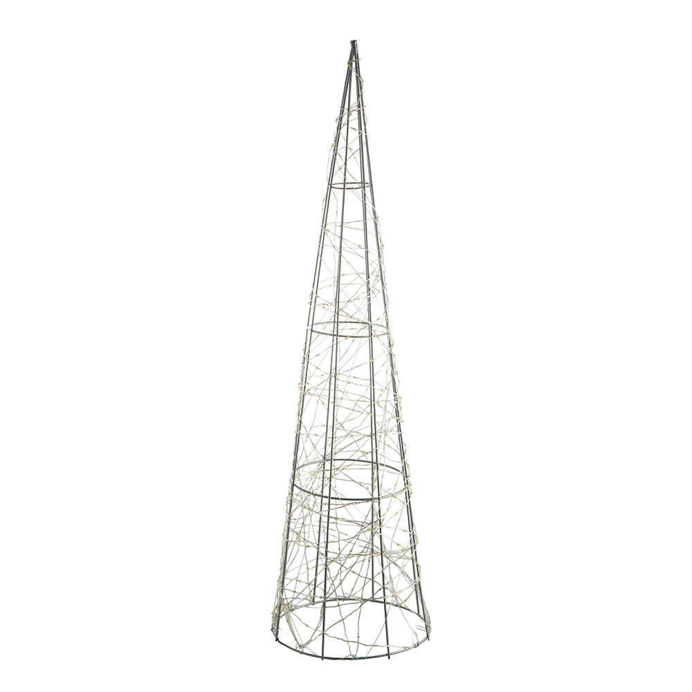 Silver 60cm LED Wire Cone Christmas Tree Decoration