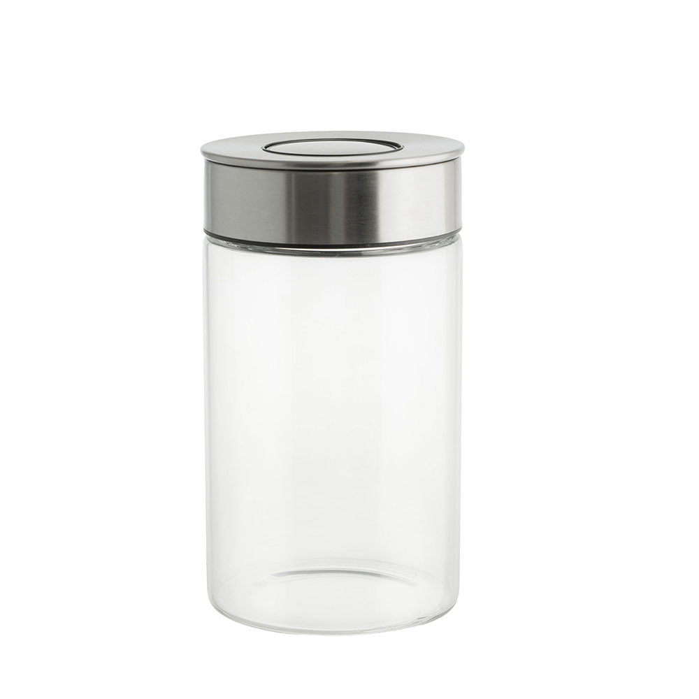 Glass with Stainless Steel Press Lid 1L Storage Canister