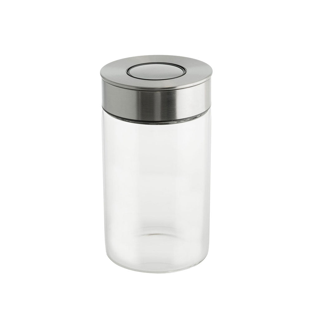 Glass with Stainless Steel Press Lid 1L Storage Canister