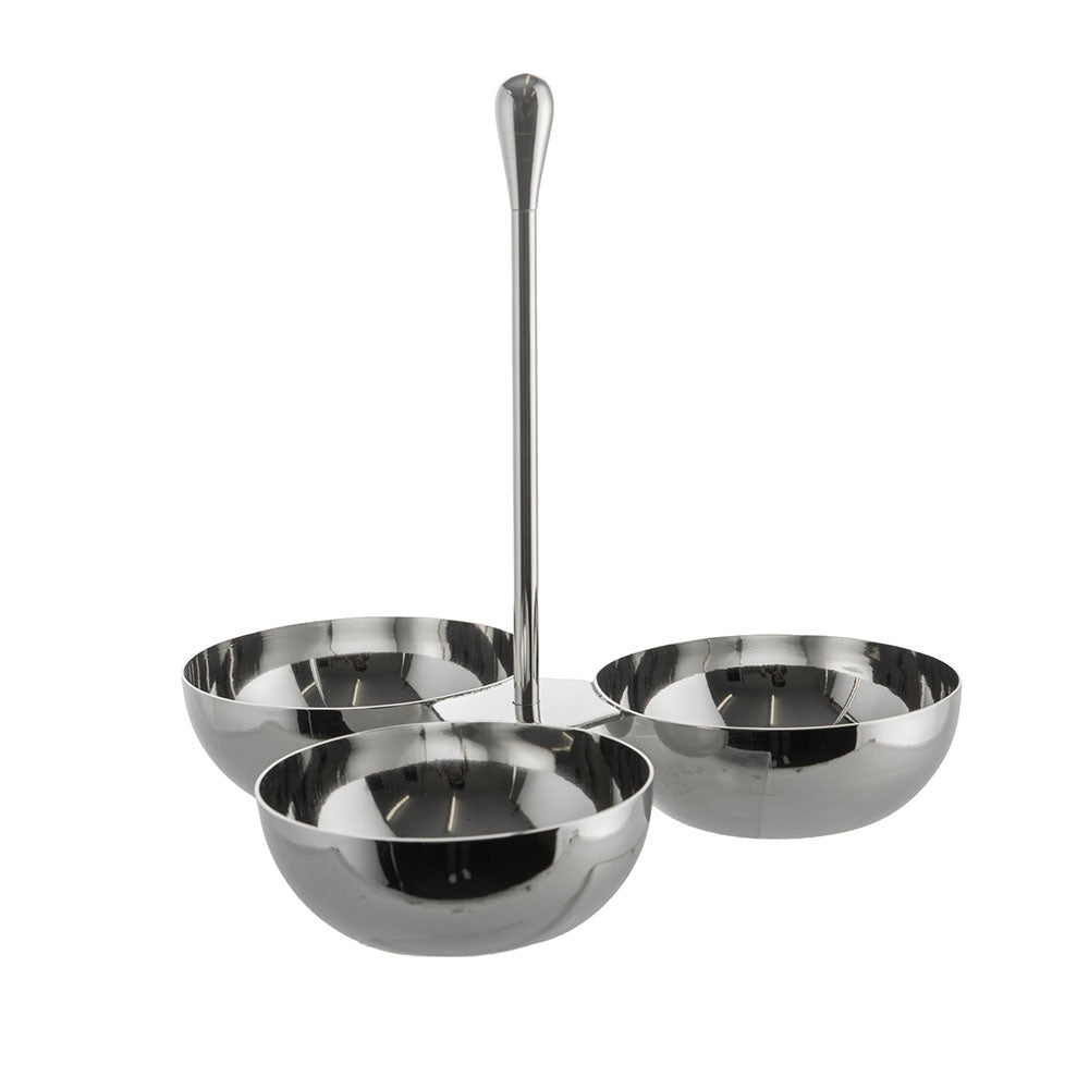 Nickel Finish 3-Bowl Condiment Server with Handle