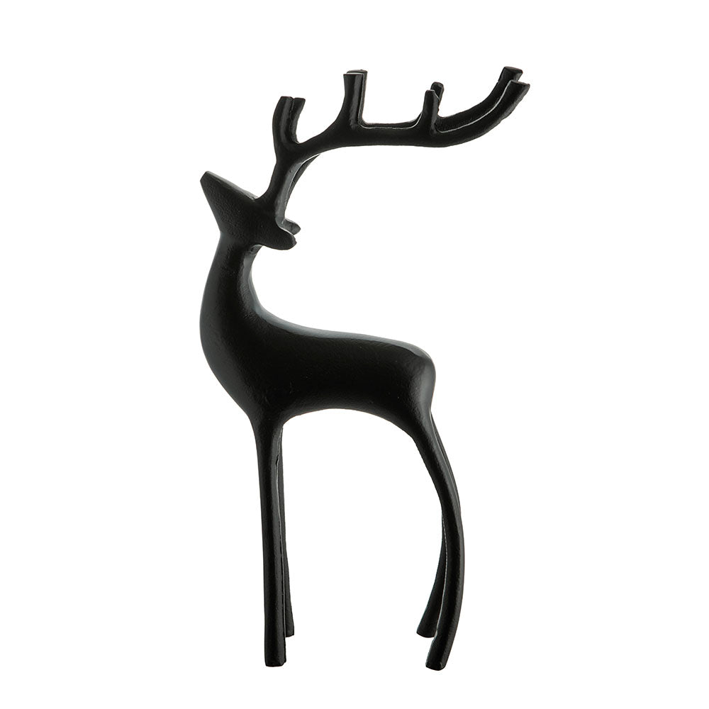 Matt Black 32cm Reindeer Ornament