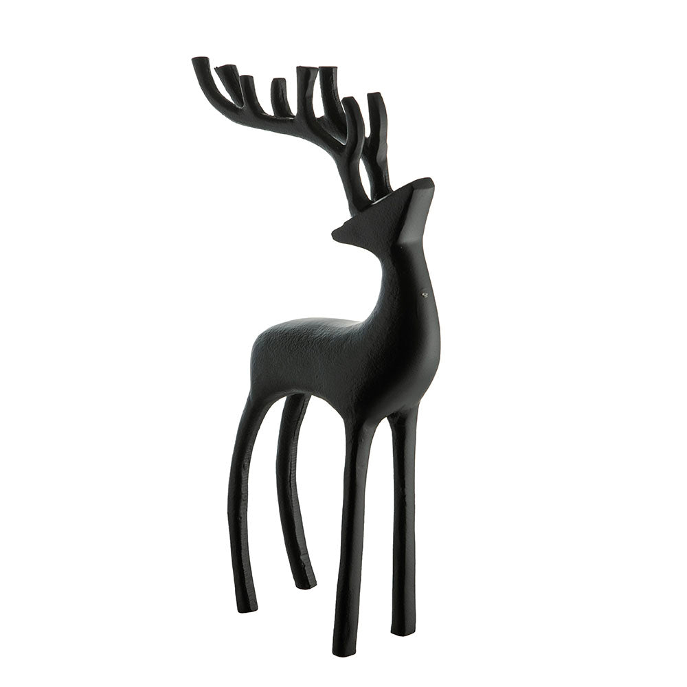 Matt Black 32cm Reindeer Ornament