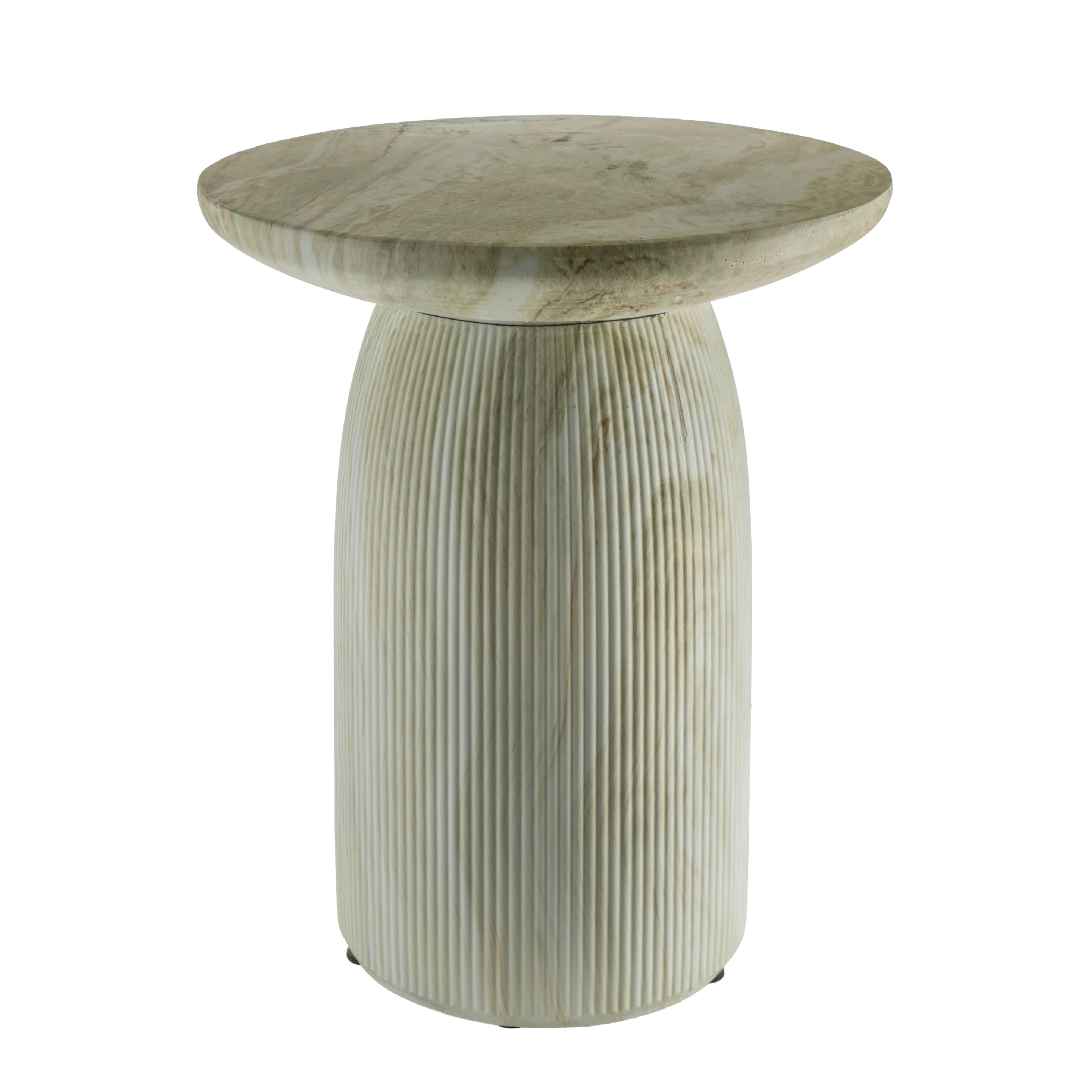 Green Marble Look Pillar 43x52cm Side Table