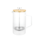 Avanti Ribbed Double Wall 600mL Glass with Bamboo Lid Coffee Plunger