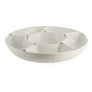 White 39cm Melamine Lazy Susan with Chip & Dip Bowls & Lid