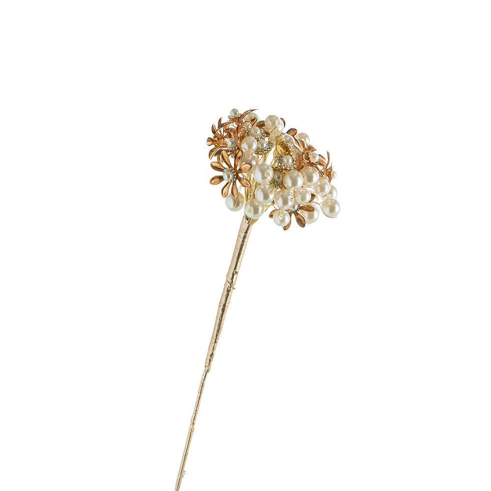Pearls & Gold Flowers 48cm Decorative Spray Stem