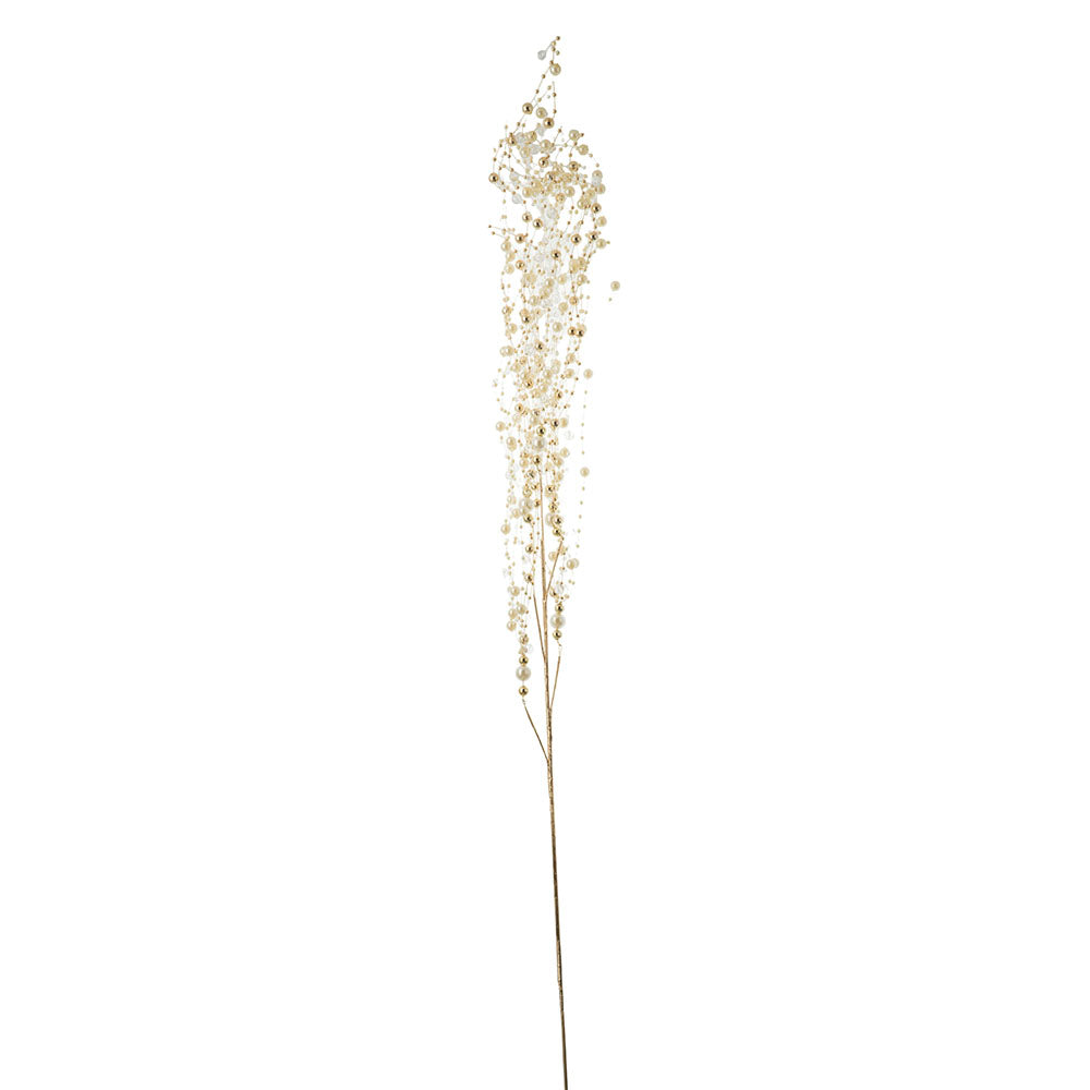 Pearls & Gold Beads 53cm Decorative Spray Stem