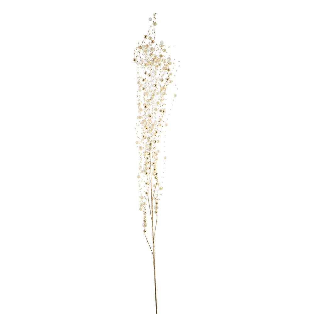 Pearls & Gold Beads 53cm Decorative Spray Stem