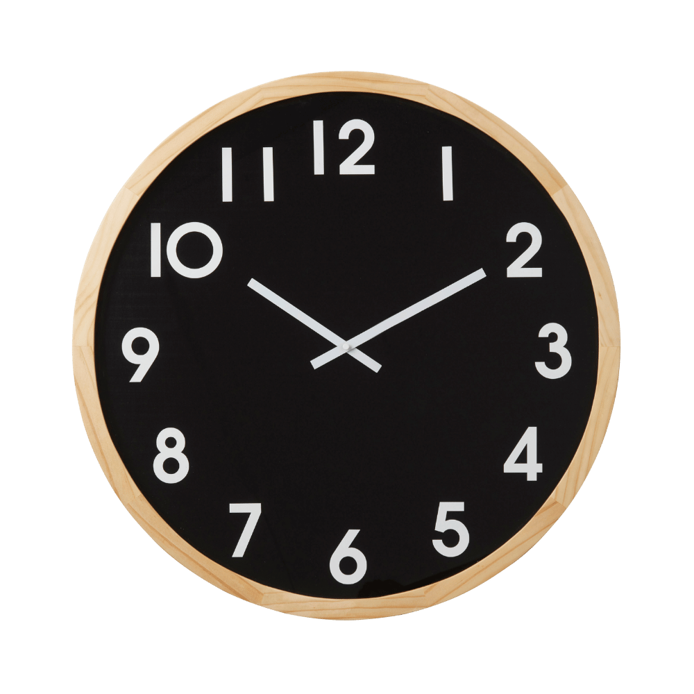 Leonard Natural & Black 42x6cm Wall Clock