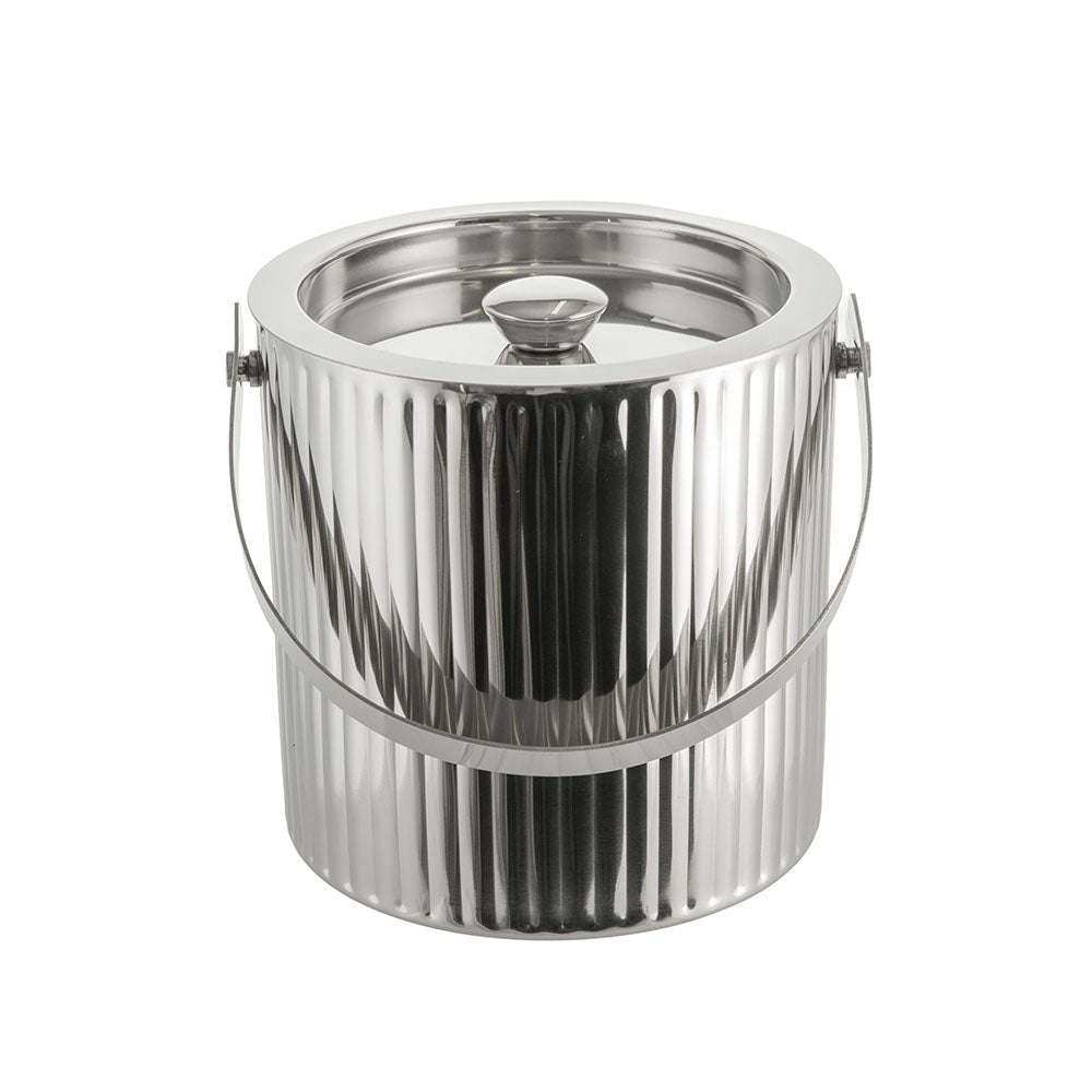 Silver Crimped Ice Bucket with Handle