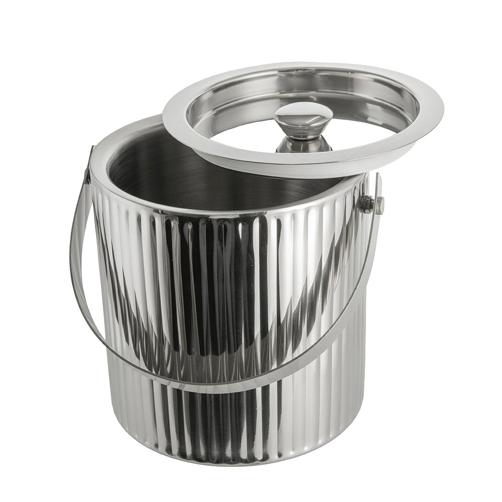 Silver Crimped Ice Bucket with Handle