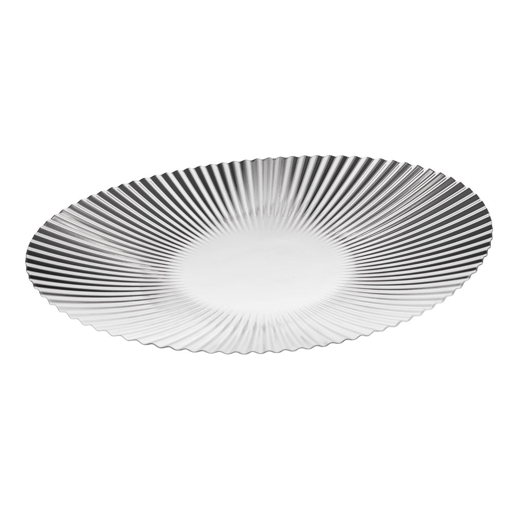 Silver Ribbed Stainless Steel Platter