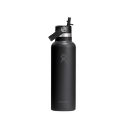 Hydro Flask Standard Mouth Black Bottle with Flex Straw Cap 621ml