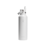 Hydro Flask Standard Mouth White Bottle with Flex Straw Cap 621mL