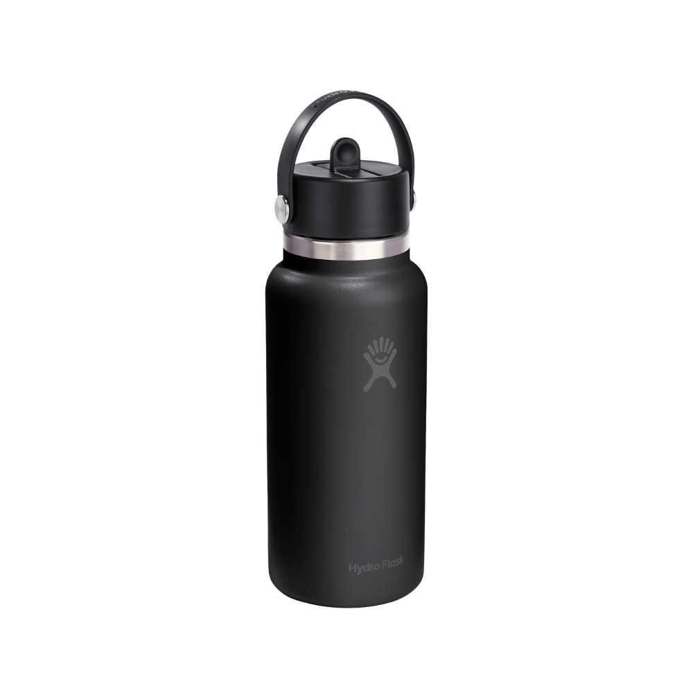 Hydro Flask Wide Mouth Black Bottle with Flex Straw Cap 946ml