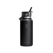 Hydro Flask Wide Mouth Black Bottle with Flex Straw Cap 946ml