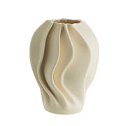 Ivory Wave-Shaped 31x24x24cm 3D Printed Ceramic Vase