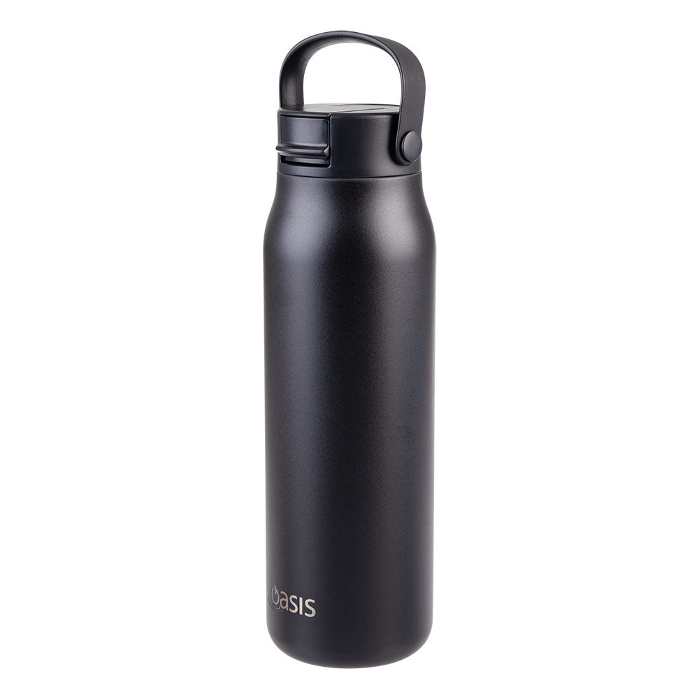 Oasis Sorrento Black 900mL Ceramic Lined Stainless Steel Double Wall Insulated Sipper Bottle