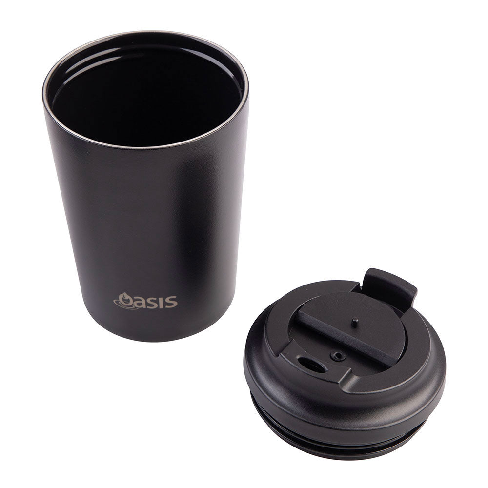 Oasis Black 235mL Ceramic Lined Stainless Steel Double Wall Insulated Travel Cup
