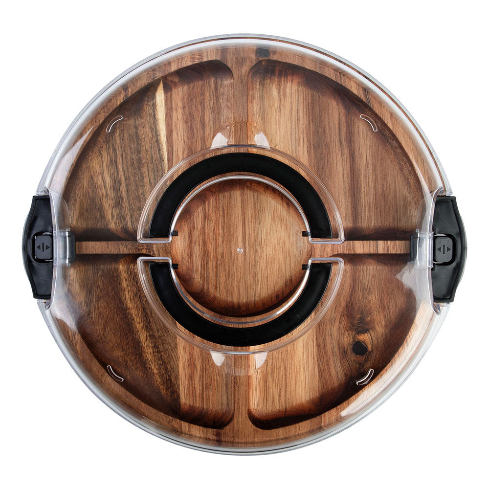 Alfresco Lane Round 5 Compartments Acacia Wood Grazing Platter with Lid