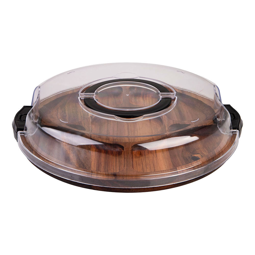 Alfresco Lane Round 5 Compartments Acacia Wood Grazing Platter with Lid