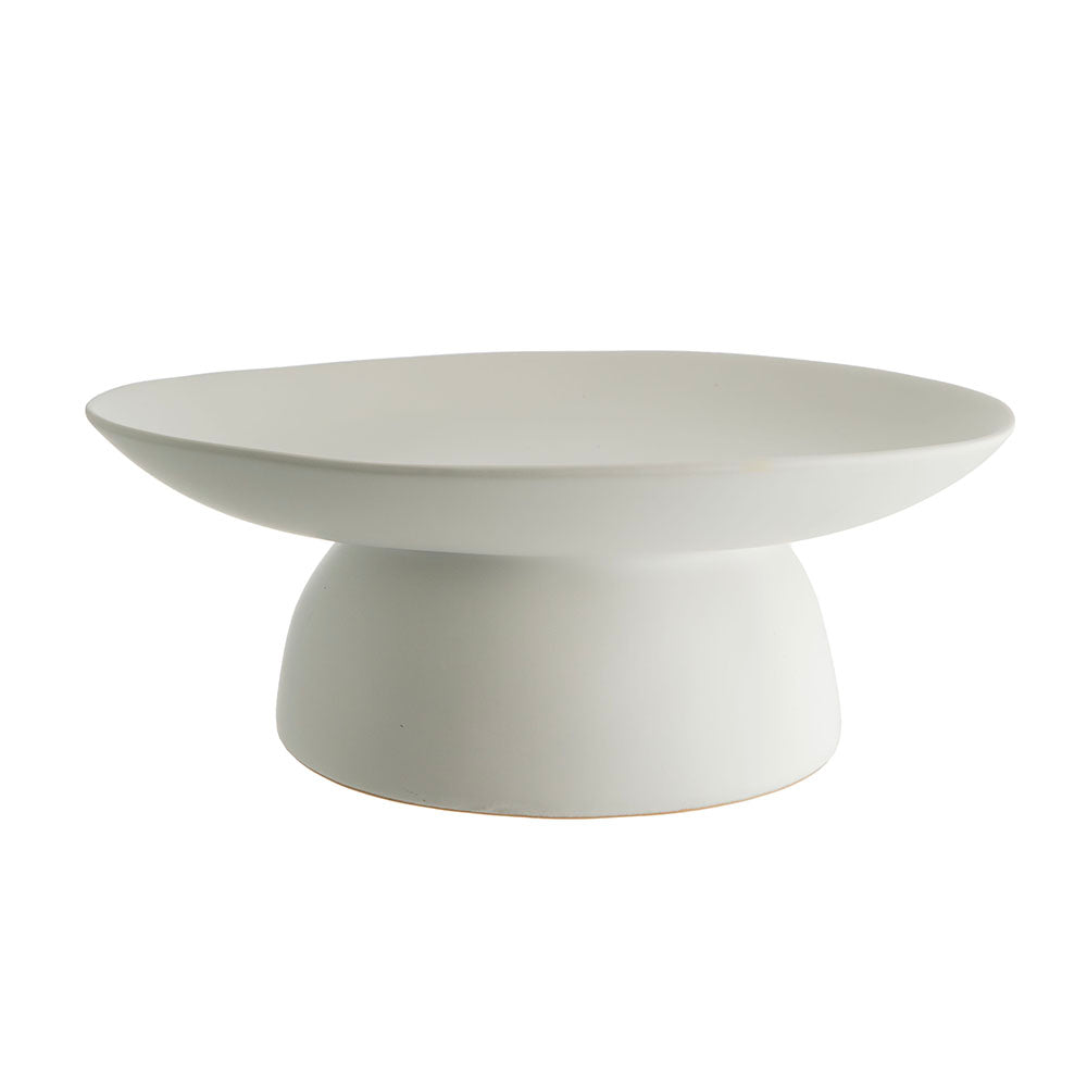 Matt White 35x30x13cm Ceramic Footed Bowl