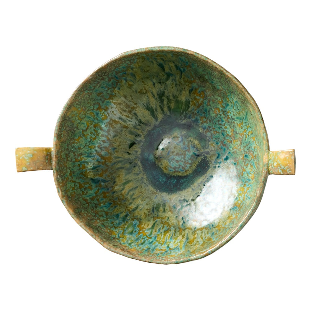 Fieldstone Green Round 26cm Footed Bowl With Handles