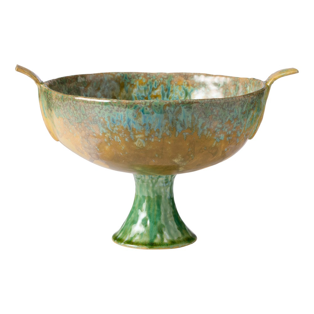 Fieldstone Green Round 26cm Footed Bowl With Handles